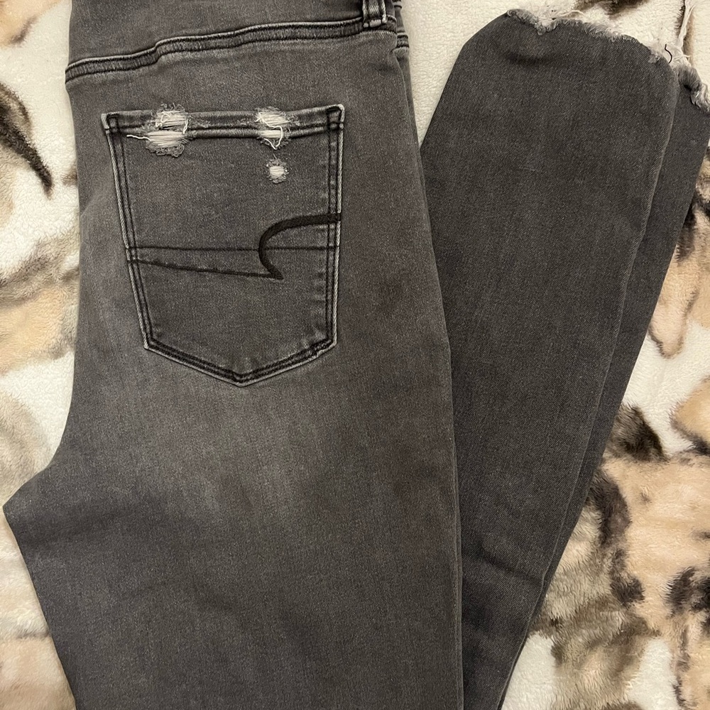 American Eagle Dark Gray Skinny Jeggings 12 long